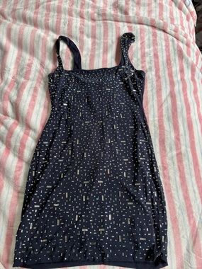 Winsdor Navy Blue Diamond Mini Dress